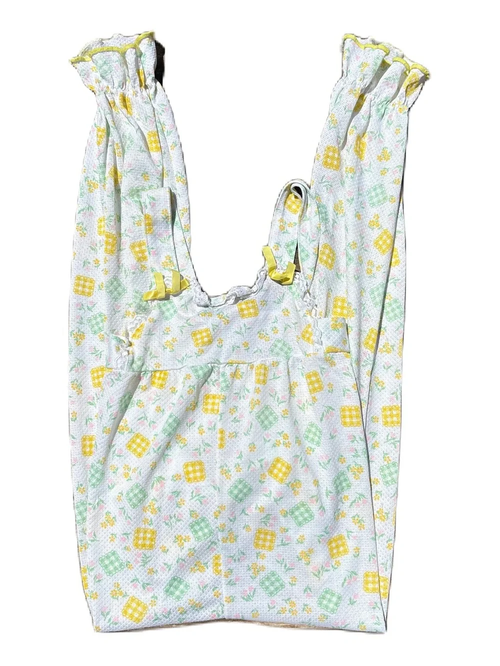 Vintage Carter’s Jumpsuit Sz 14 White Yellow Checkered